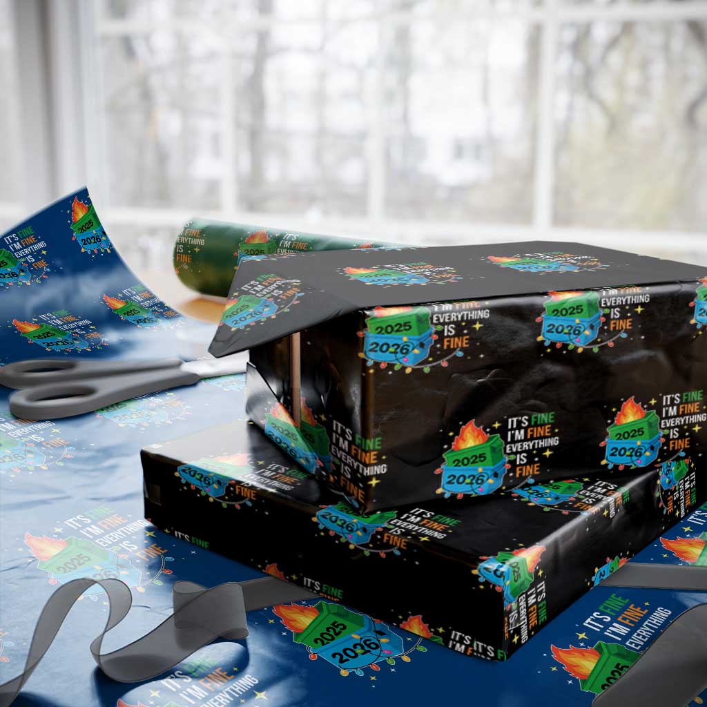 Dumpster Fire Christmas Wrapping Paper Roll Funny It's Fine I'm Fine Everything Is Fine TS11 Black Print Your Wear