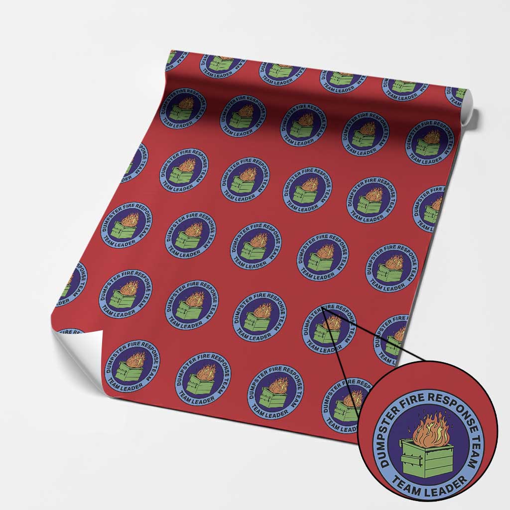 Dumpster Fire Response Team Leader Badge Wrapping Paper Roll Funny Office Chaos Holiday Gag Gift TS02 Red Print Your Wear