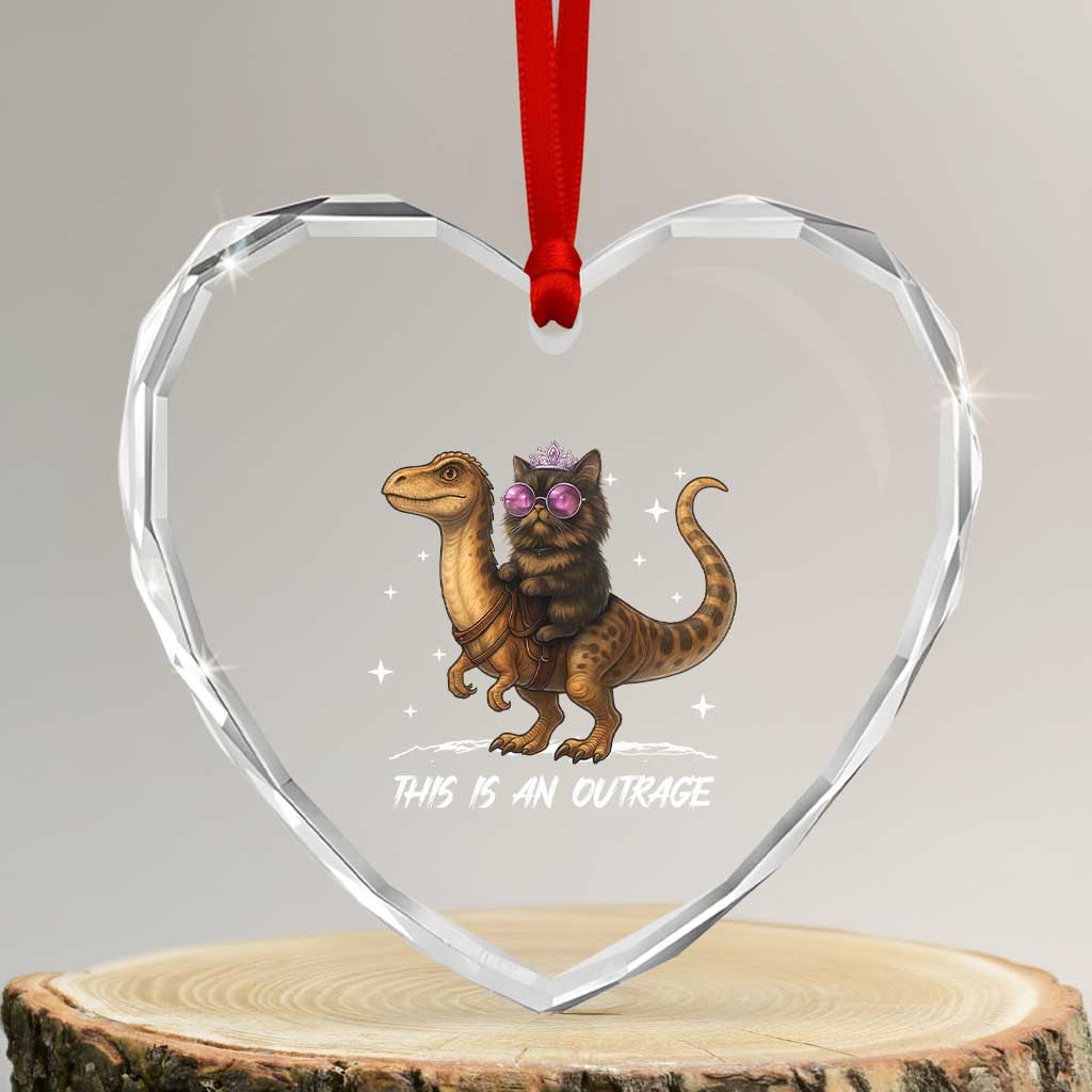 Dungeon Cat This Is An Outrage Heart Crystal Glass Ornament Funny Princess Kitten Dinosaur TS11 Transparent Glass 3'' Heart Print Your Wear