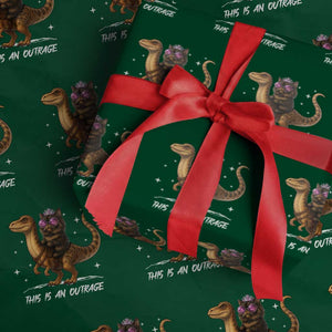 Dungeon Cat This Is An Outrage Wrapping Paper Roll Funny Princess Kitten Dinosaur TS11 Green Print Your Wear