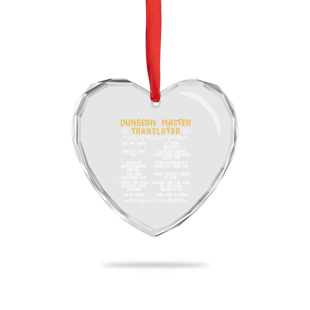 Dungeon Master Translator RPG Humor Heart Crystal Glass Ornament Sarcastic Tabletop Roleplay Game Masters and Players TS02 Print Your Wear