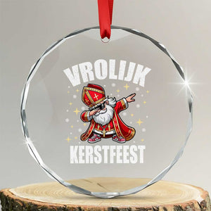 Dutch Christmas Crystal Glass Ornament Vrolijk Kerstfeest Dabiing Sinterklaas Santa TS11 Transparent Glass 3'' Circle Print Your Wear