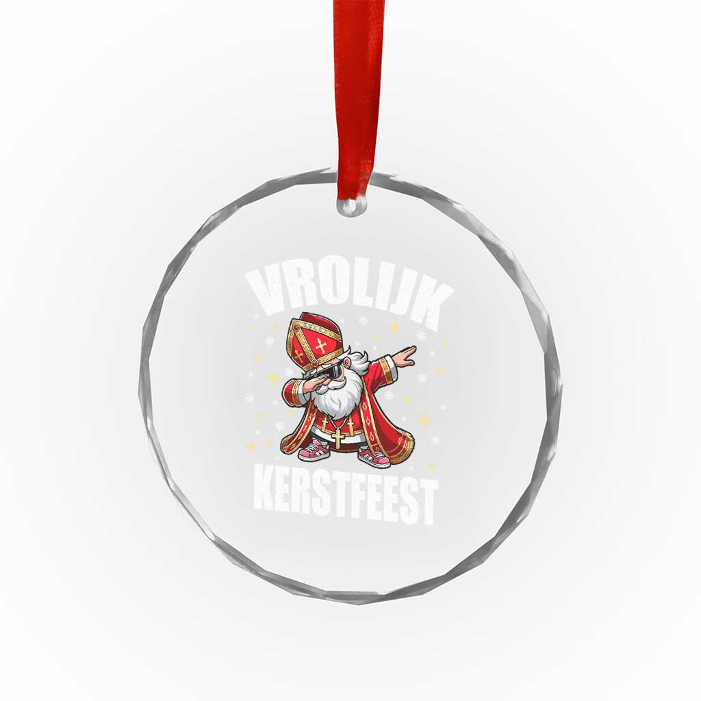 Dutch Christmas Crystal Glass Ornament Vrolijk Kerstfeest Dabiing Sinterklaas Santa TS11 Print Your Wear