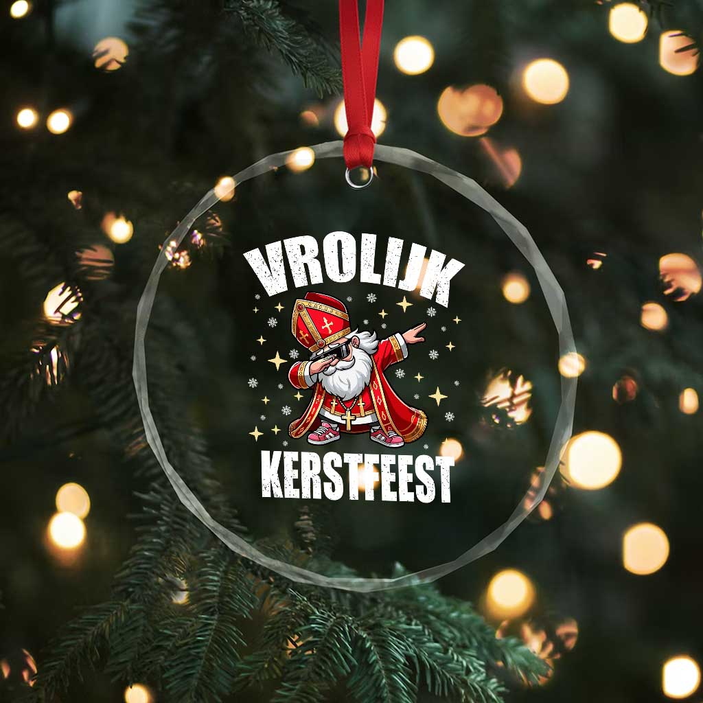 Dutch Christmas Crystal Glass Ornament Vrolijk Kerstfeest Dabiing Sinterklaas Santa TS11 Print Your Wear
