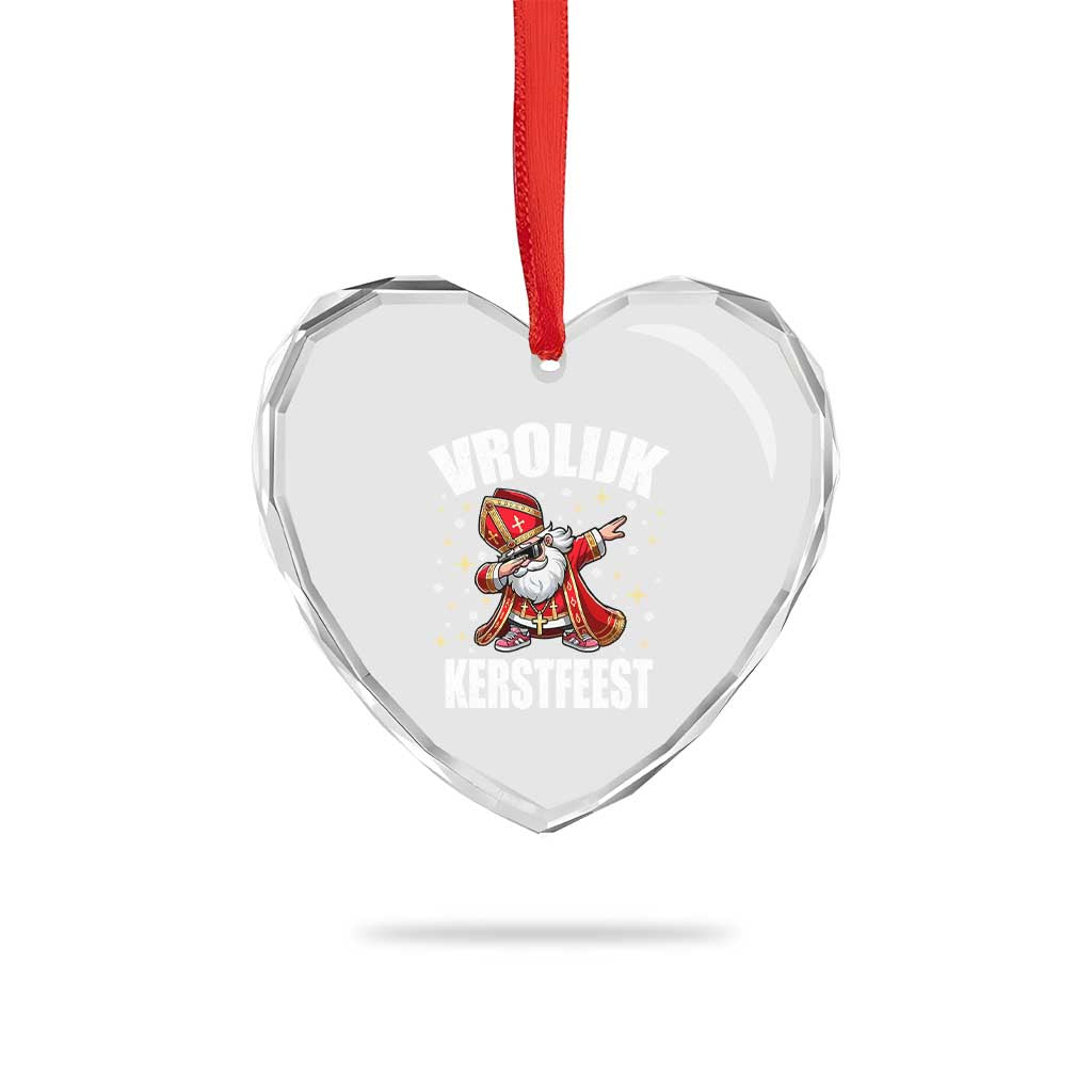 Dutch Christmas Heart Crystal Glass Ornament Vrolijk Kerstfeest Dabiing Sinterklaas Santa TS11 Print Your Wear