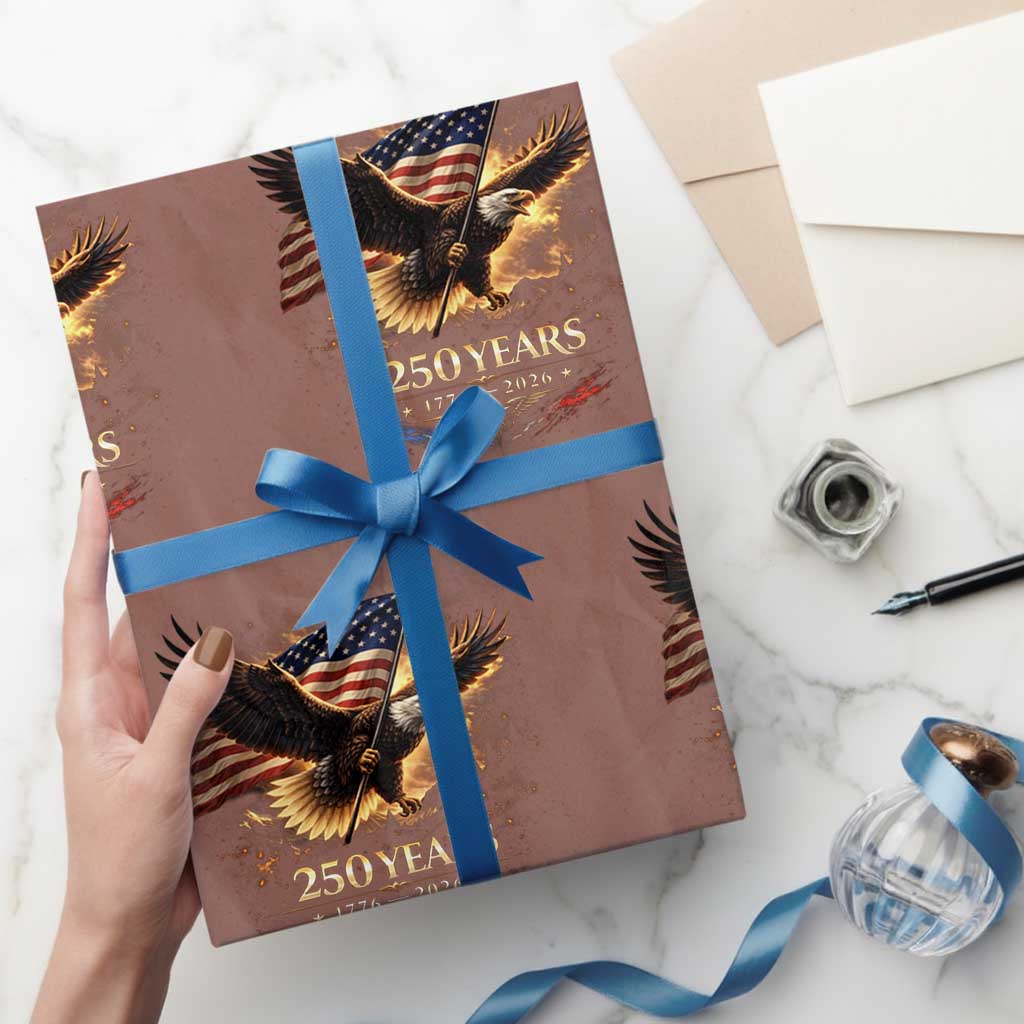 Eagle 250 Anniversary Usa Wrapping Paper Roll 1776 2026 Patriotic 4th Of July 250 Year American Flag TS10 Mocha Print Your Wear