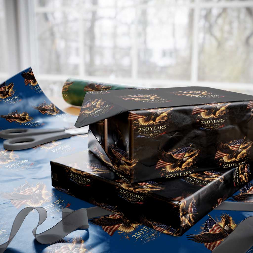 Eagle 250 Anniversary Usa Wrapping Paper Roll 1776 2026 Patriotic 4th Of July 250 Year American Flag TS10 Black Print Your Wear