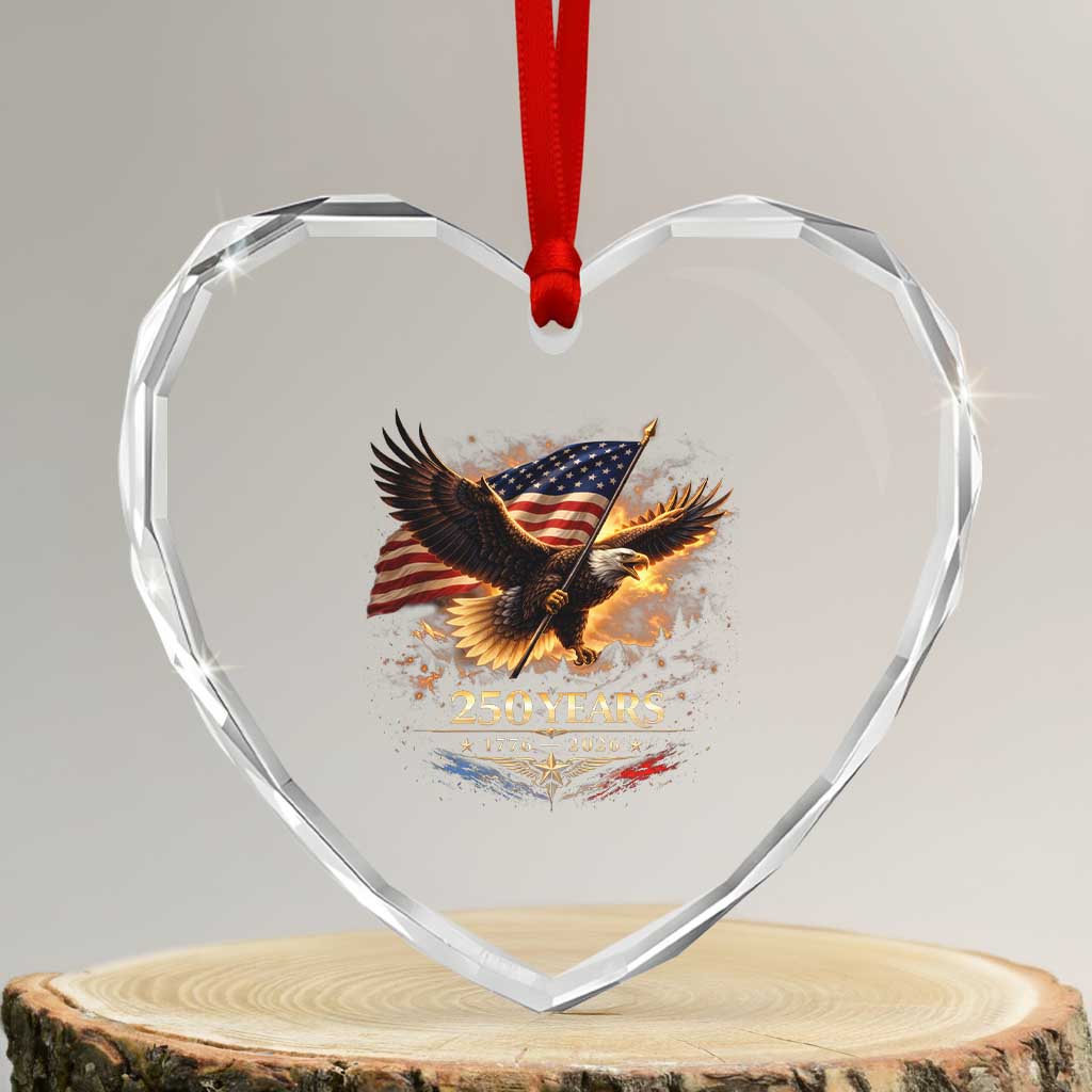 Eagle 250 Anniversary Usa Heart Crystal Glass Ornament 1776 2026 Patriotic 4th Of July 250 Year American Flag TS10 Transparent Glass 3'' Heart Print Your Wear