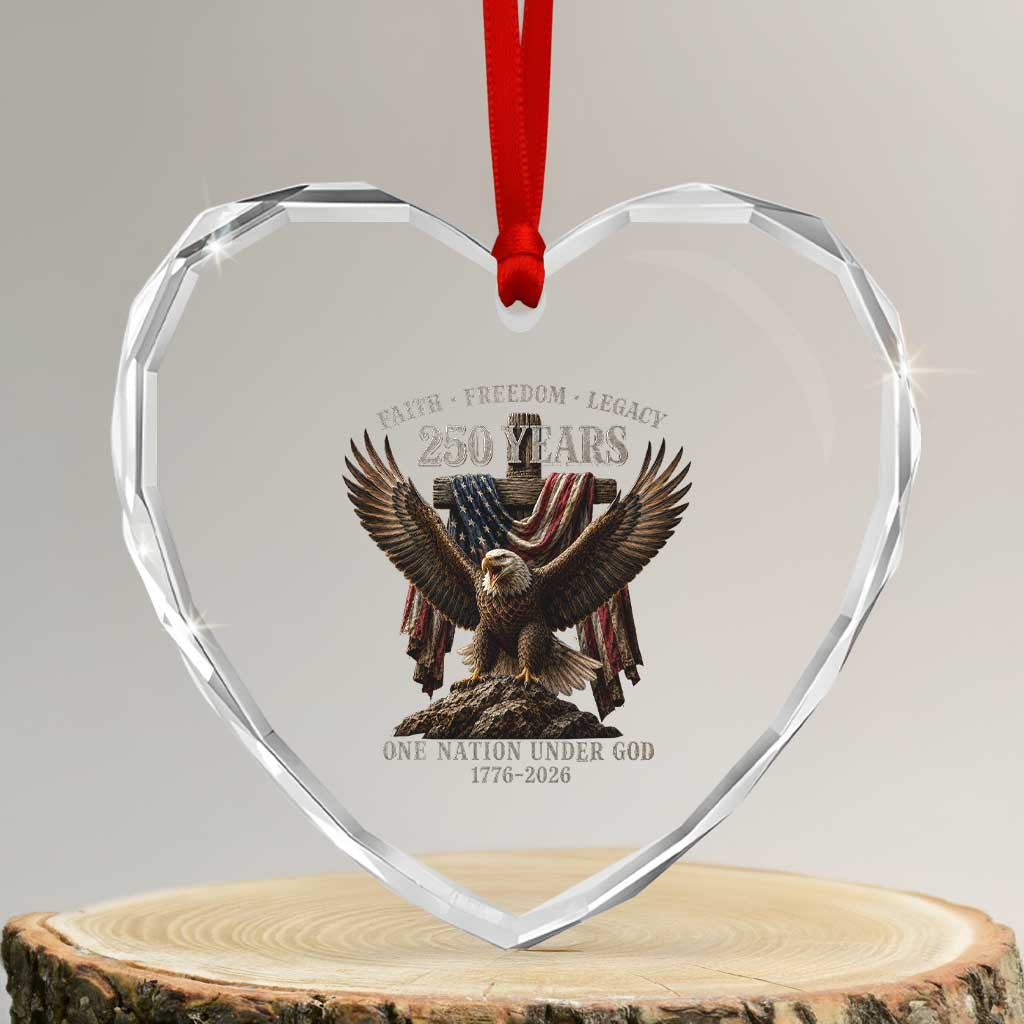 Eagle 250th Anniversary USA Heart Crystal Glass Ornament 250 Years Faith Freedom Legacy One Nation Under God Flag TS10 Transparent Glass 3'' Heart Print Your Wear