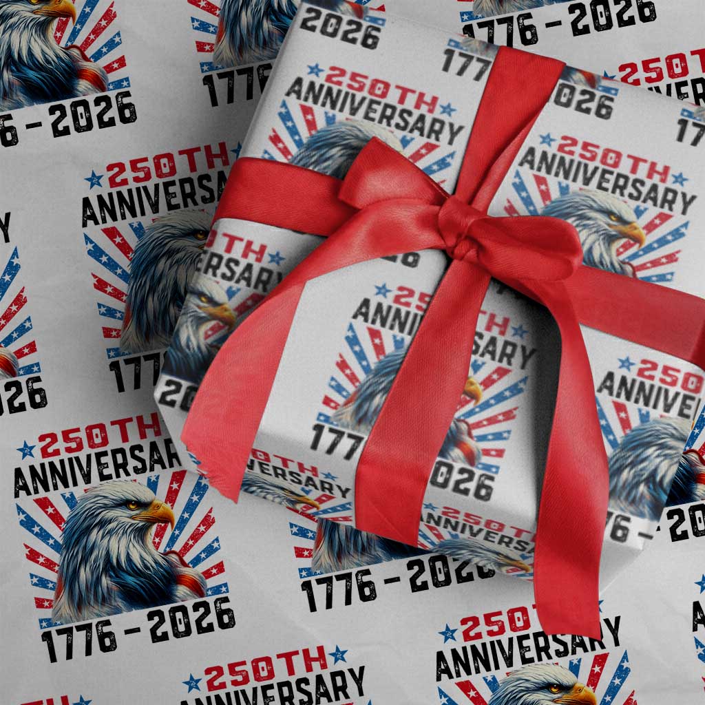 Eagle Flag America 250 Wrapping Paper Roll 1776-2026 250th Birthday TS10 White Print Your Wear