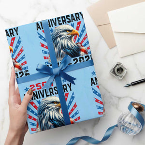 Eagle Flag America 250 Wrapping Paper Roll 1776-2026 250th Birthday TS10 Light Blue Print Your Wear