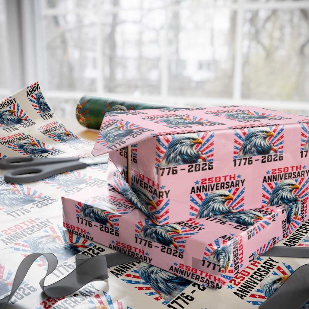 Eagle Flag America 250 Wrapping Paper Roll 1776-2026 250th Birthday TS10 Light Pink Print Your Wear