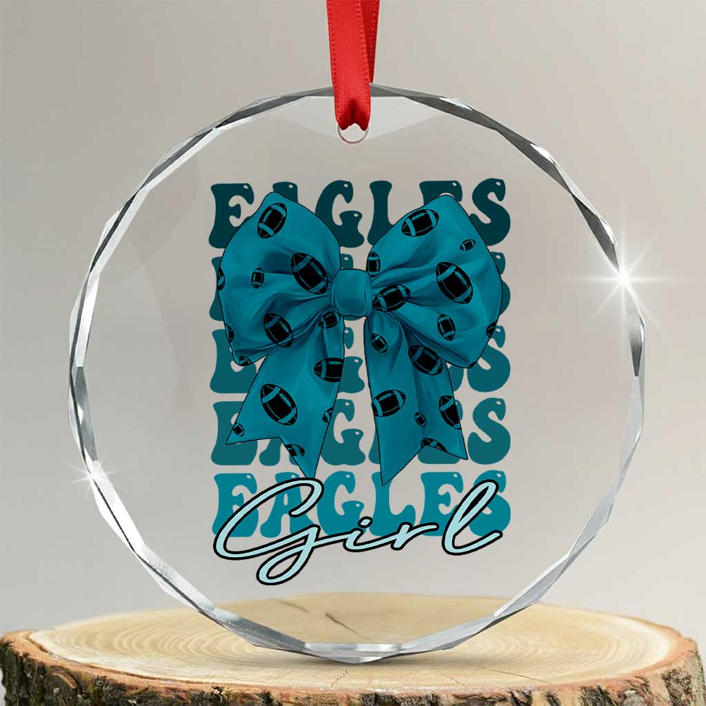 Eagle Girls Crystal Glass Ornament Midnight Green Coquette Bow Retro Vintage TS02 Transparent Glass 3'' Circle Print Your Wear