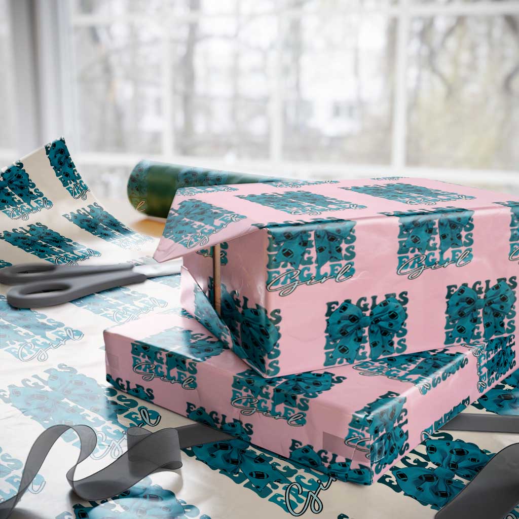 Eagle Girls Wrapping Paper Roll Midnight Green Coquette Bow Retro Vintage TS02 Light Pink Print Your Wear