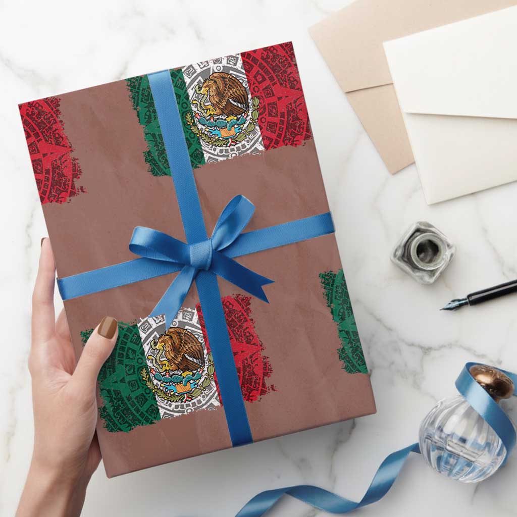 Eagle Mexican Flag Wrapping Paper Roll Aztecs Mexico Heritage Roots TS10 Mocha Print Your Wear
