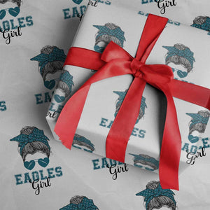 Eagles Girl Wrapping Paper Roll Messy Bun Funny Sports Fan Team TS02 White Print Your Wear