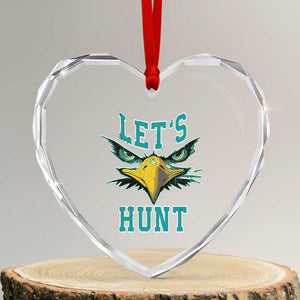 Eagles Inspirational Heart Crystal Glass Ornament Green Birds Let's Hunt TS02 Transparent Glass 3'' Heart Print Your Wear