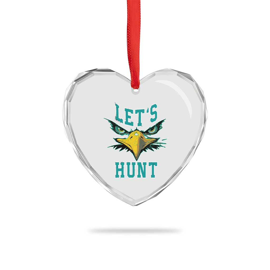 Eagles Inspirational Heart Crystal Glass Ornament Green Birds Let's Hunt TS02 Print Your Wear