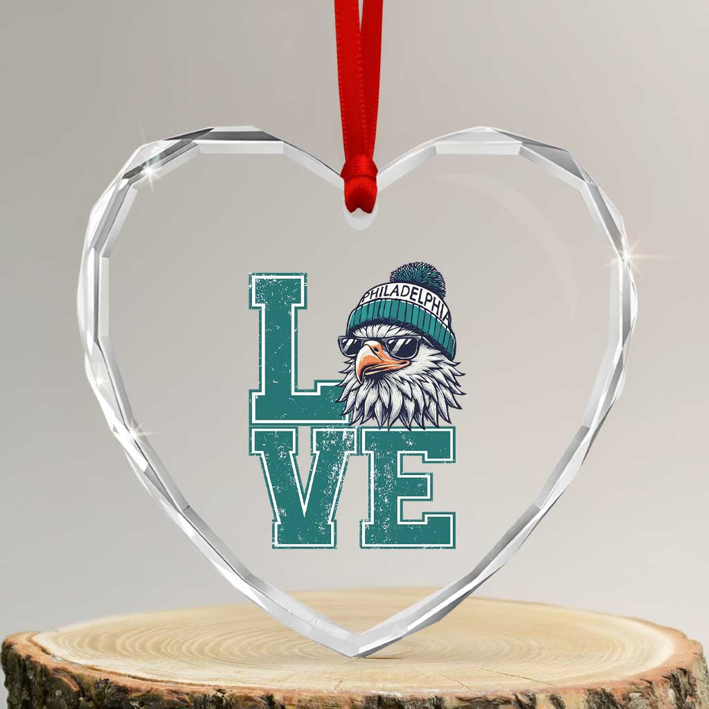 Eagles Inspirational Heart Crystal Glass Ornament LOVE Cool Eagle Lover Vintage TS02 Transparent Glass 3'' Heart Print Your Wear