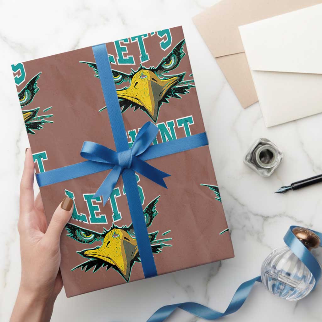 Eagles Inspirational Wrapping Paper Roll Green Birds Let's Hunt TS02 Mocha Print Your Wear