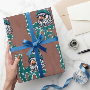 Eagles Inspirational Wrapping Paper Roll LOVE Cool Eagle Lover Vintage TS02 Mocha Print Your Wear