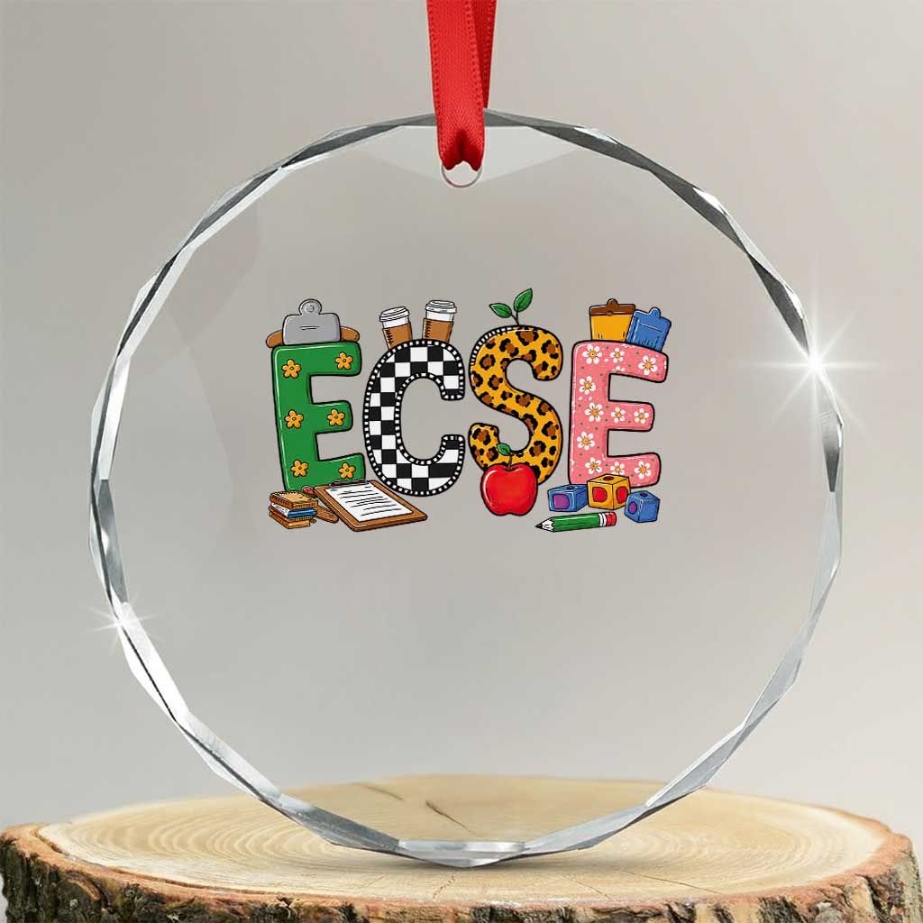 Early Childhood Special Education Teacher Crystal Glass Ornament ECSE Life TS12 Transparent Glass 3'' Circle Print Your Wear