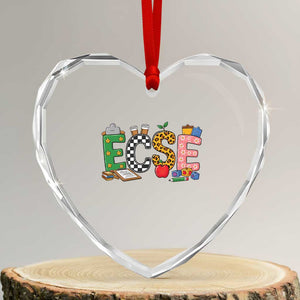 Early Childhood Special Education Teacher Heart Crystal Glass Ornament ECSE Life