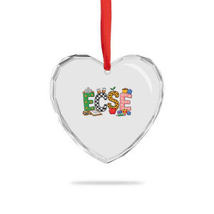 Early Childhood Special Education Teacher Heart Crystal Glass Ornament ECSE Life