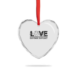 Earth Day 2026 Heart Crystal Glass Ornament Our Power Our Planet TS12 Print Your Wear