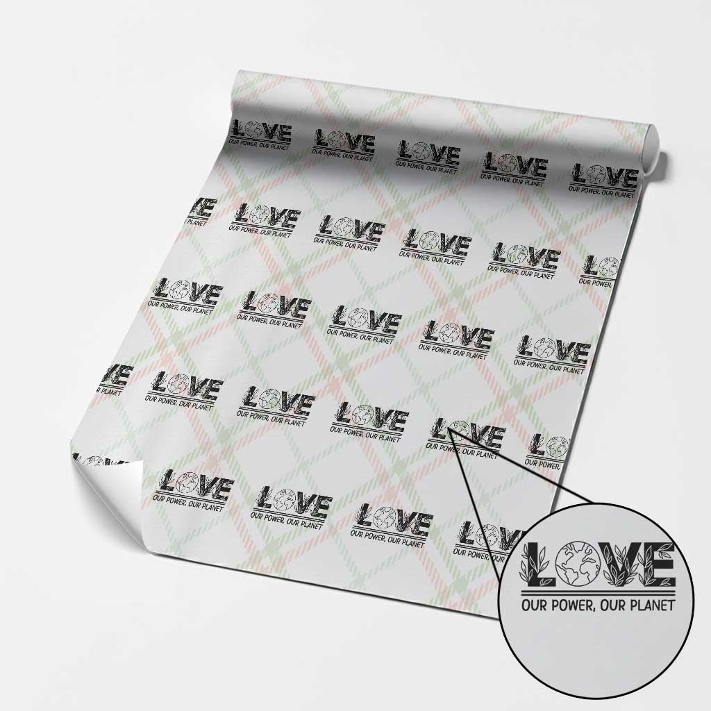 Earth Day 2026 Wrapping Paper Roll Our Power Our Planet TS12 Christmas Plaid Print Your Wear