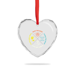 Earth Day Awareness Heart Crystal Glass Ornament Save The Bees Plant More Trees Clean The Seas Titties TS14 Print Your Wear