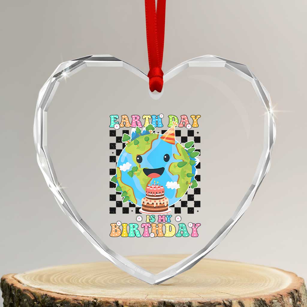 Earth Day Birthday Heart Crystal Glass Ornament Its My Birthday April 22 TS10 Transparent Glass 3'' Heart Print Your Wear