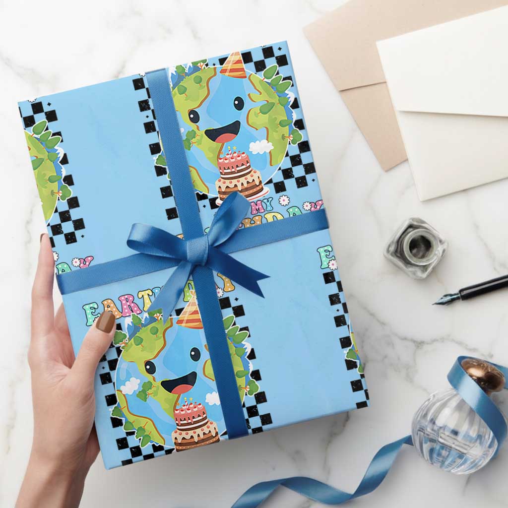 Earth Day Birthday Wrapping Paper Roll Its My Birthday April 22 TS10 Light Blue Print Your Wear