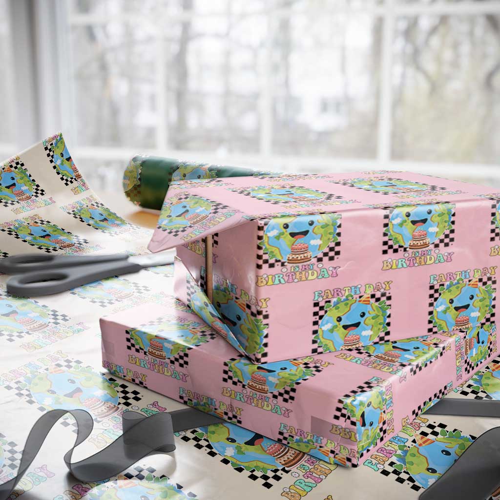 Earth Day Birthday Wrapping Paper Roll Its My Birthday April 22 TS10 Light Pink Print Your Wear