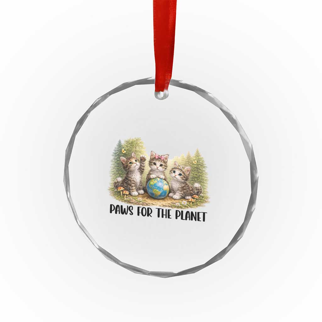 Earth Day Cat Lover Crystal Glass Ornament Paws For The Planet TS12 Print Your Wear