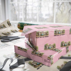 Earth Day Cat Lover Wrapping Paper Roll Paws For The Planet TS12 Light Pink Print Your Wear