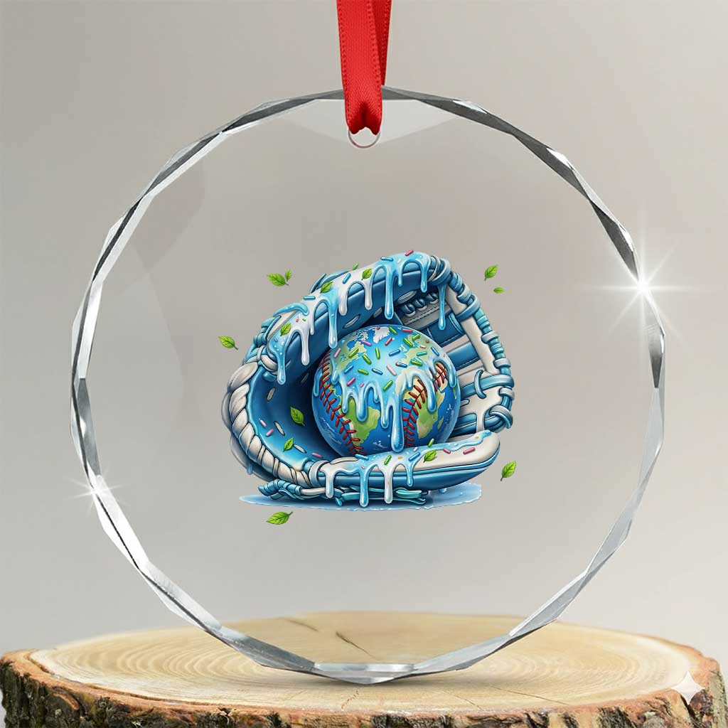 Earth Day Crystal Glass Ornament Funny Baseball Ice Cream Drip Glove Eco Friendly TS14 Transparent Glass 3'' Circle Print Your Wear