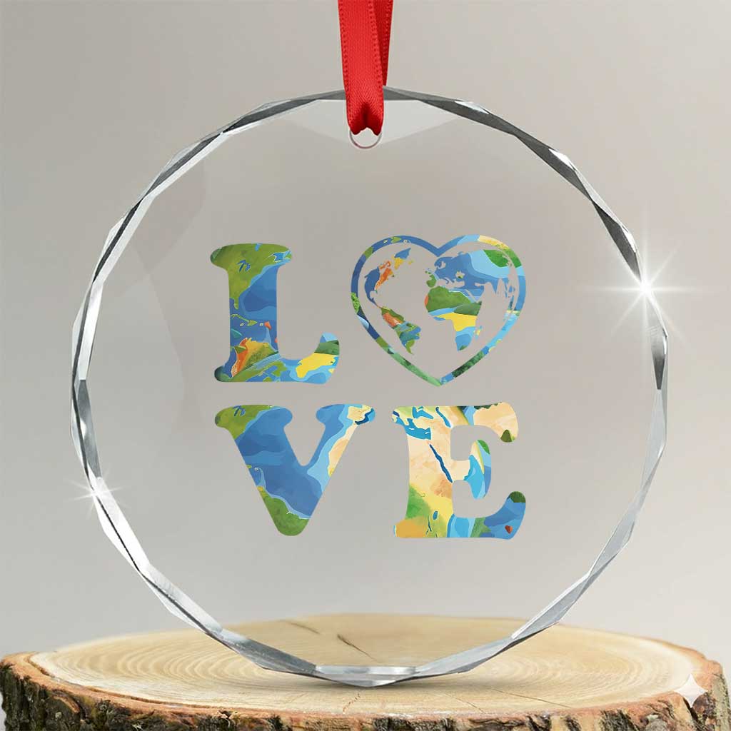 Earth Day Crystal Glass Ornament Heart Environmental Nature Recycling Lovers TS10 Transparent Glass 3'' Circle Print Your Wear