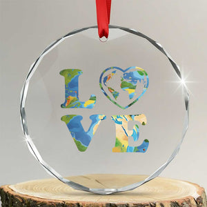 Earth Day Crystal Glass Ornament Heart Environmental Nature Recycling Lovers TS10 Transparent Glass 3'' Circle Print Your Wear