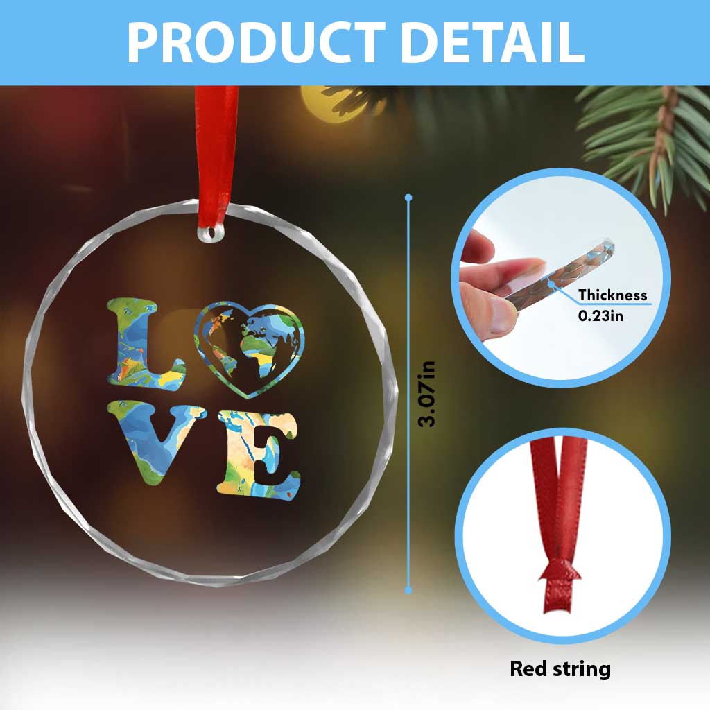 Earth Day Crystal Glass Ornament Heart Environmental Nature Recycling Lovers TS10 Print Your Wear