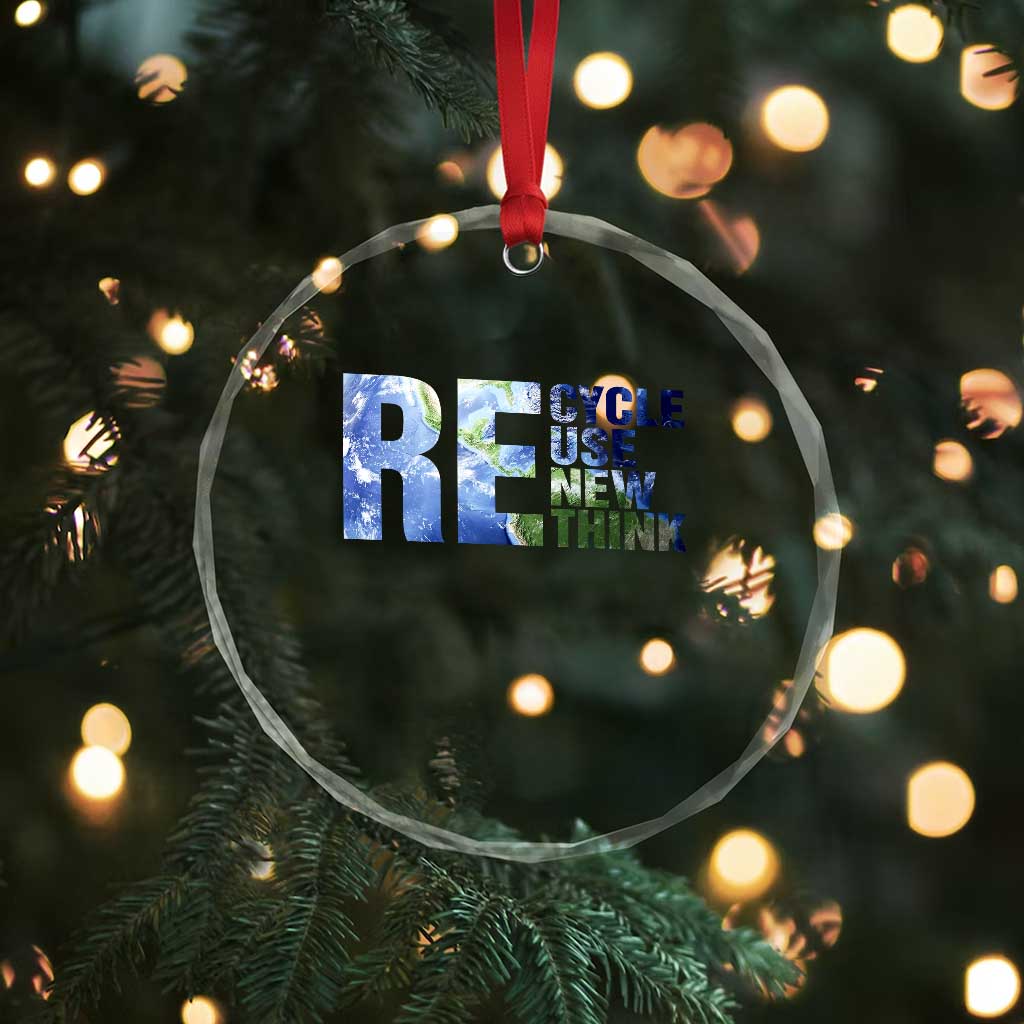 Earth Day Crystal Glass Ornament Recycle Reuse Renew Rethink TS14 Print Your Wear