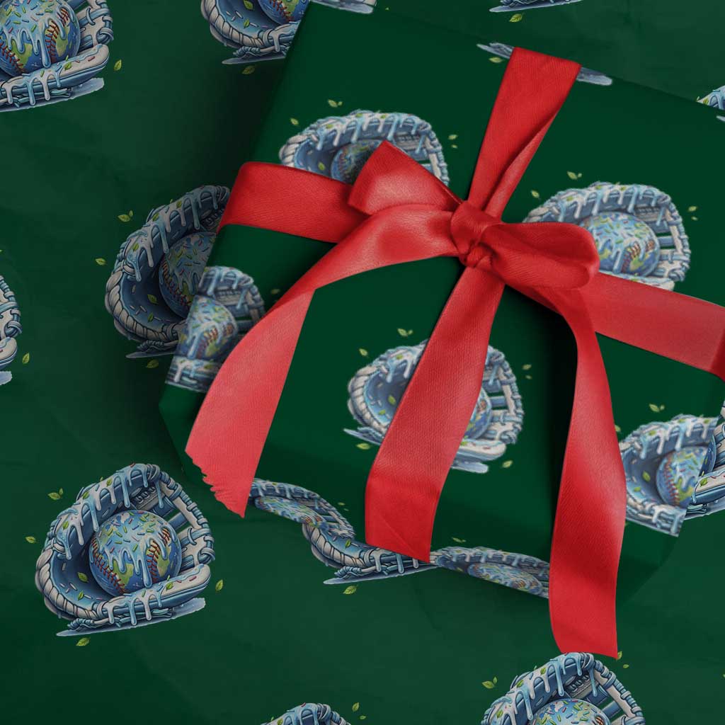 Earth Day Wrapping Paper Roll Funny Baseball Ice Cream Drip Glove Eco Friendly TS14 Green Print Your Wear