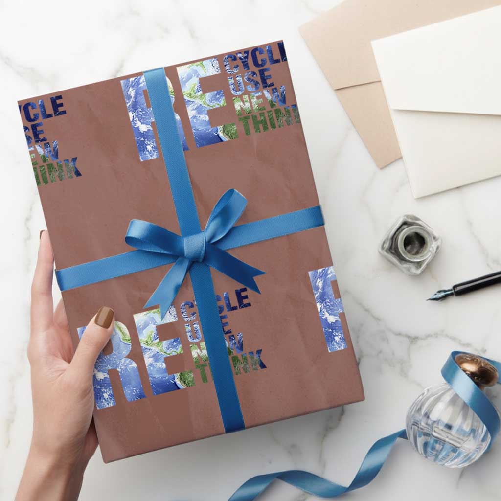 Earth Day Wrapping Paper Roll Recycle Reuse Renew Rethink TS14 Mocha Print Your Wear