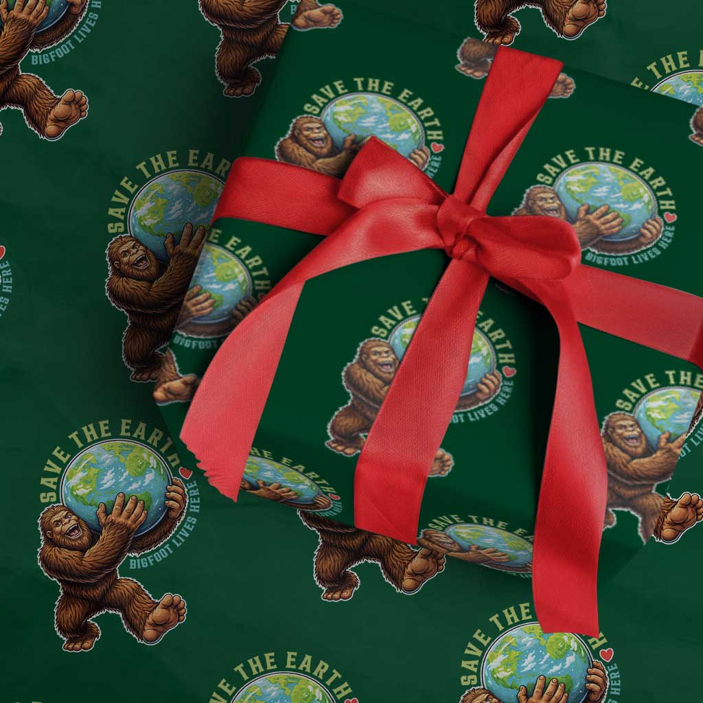 Earth Day Wrapping Paper Roll Save The Earth Bigfoot Lives Here TS12 Green Print Your Wear