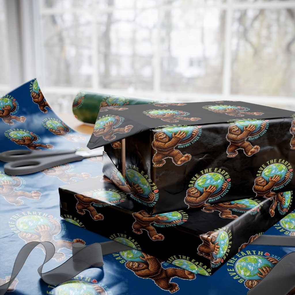 Earth Day Wrapping Paper Roll Save The Earth Bigfoot Lives Here TS12 Black Print Your Wear
