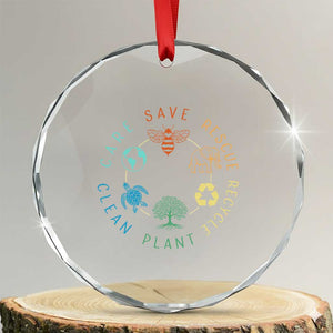 Earth Day Environment Crystal Glass Ornament Save Bees Rescue Animals Recycle Plastic TS10 Transparent Glass 3'' Circle Print Your Wear