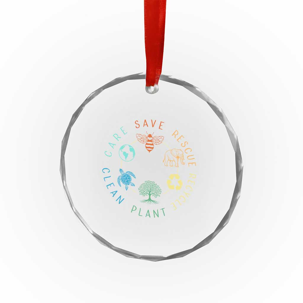 Earth Day Environment Crystal Glass Ornament Save Bees Rescue Animals Recycle Plastic TS10 Print Your Wear