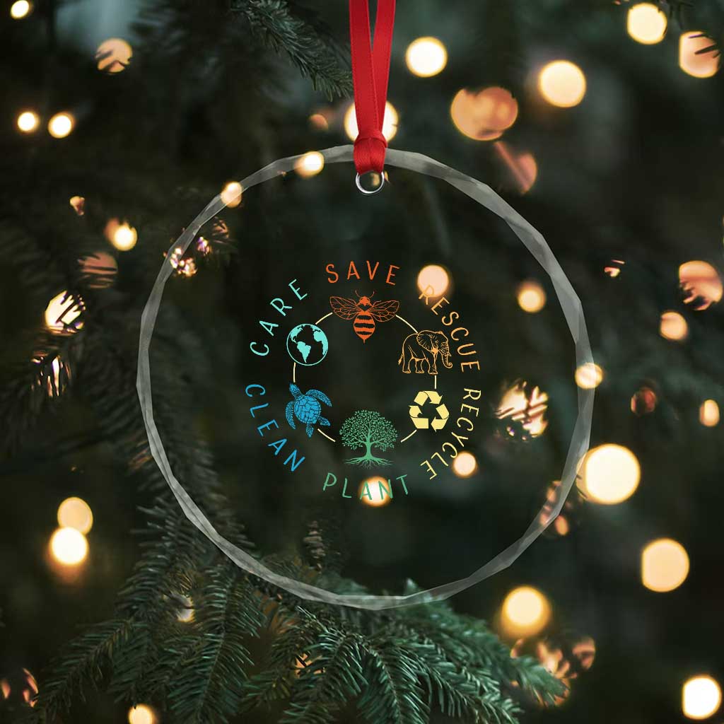 Earth Day Environment Crystal Glass Ornament Save Bees Rescue Animals Recycle Plastic TS10 Print Your Wear