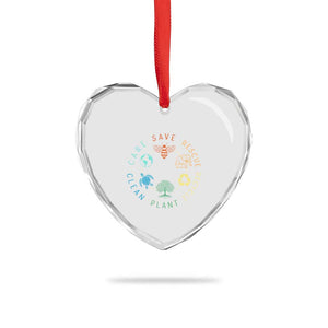 Earth Day Environment Heart Crystal Glass Ornament Save Bees Rescue Animals Recycle Plastic TS10 Print Your Wear