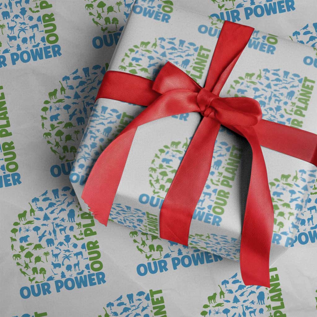 Earth Day Environmental Activism Wrapping Paper Roll Our Power Our Planet TS12 White Print Your Wear